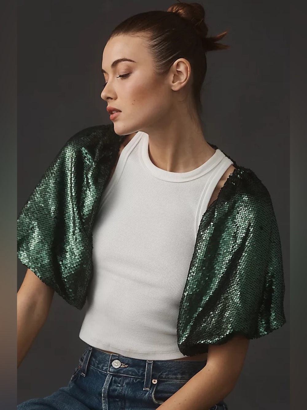 NWT Anthropologie Sequin Puff Sleeves